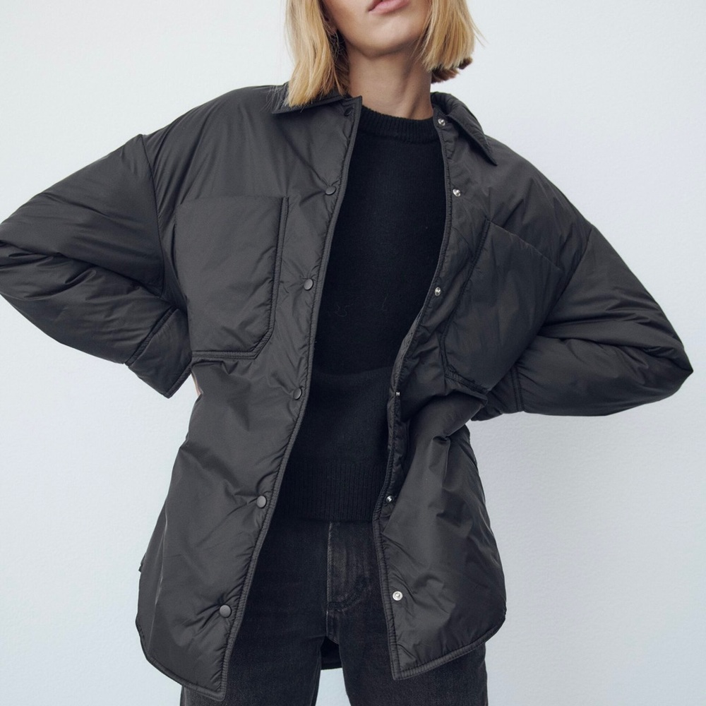 ZARA Water Repellent Quilted Overshirt